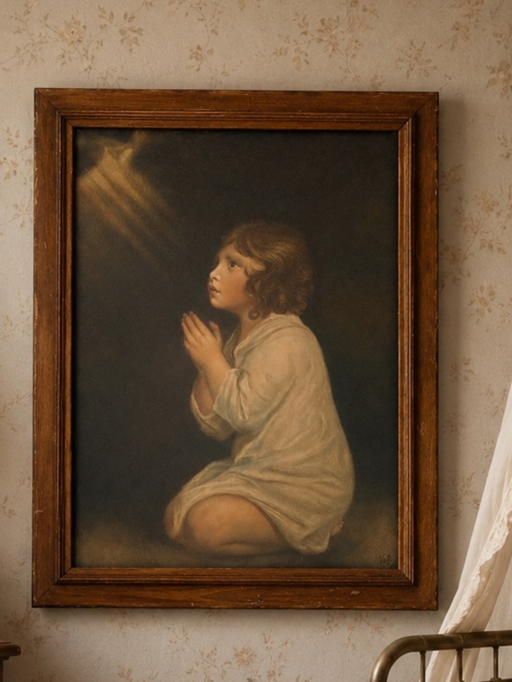 Vintage Framed The Infant Samuel at Prayer Sir Joshua Reynolds Religious
